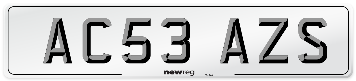 AC53 AZS Number Plate from New Reg